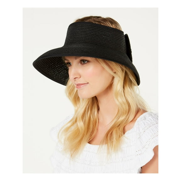 INC Womens Black Bow Roll Up Visor Hat