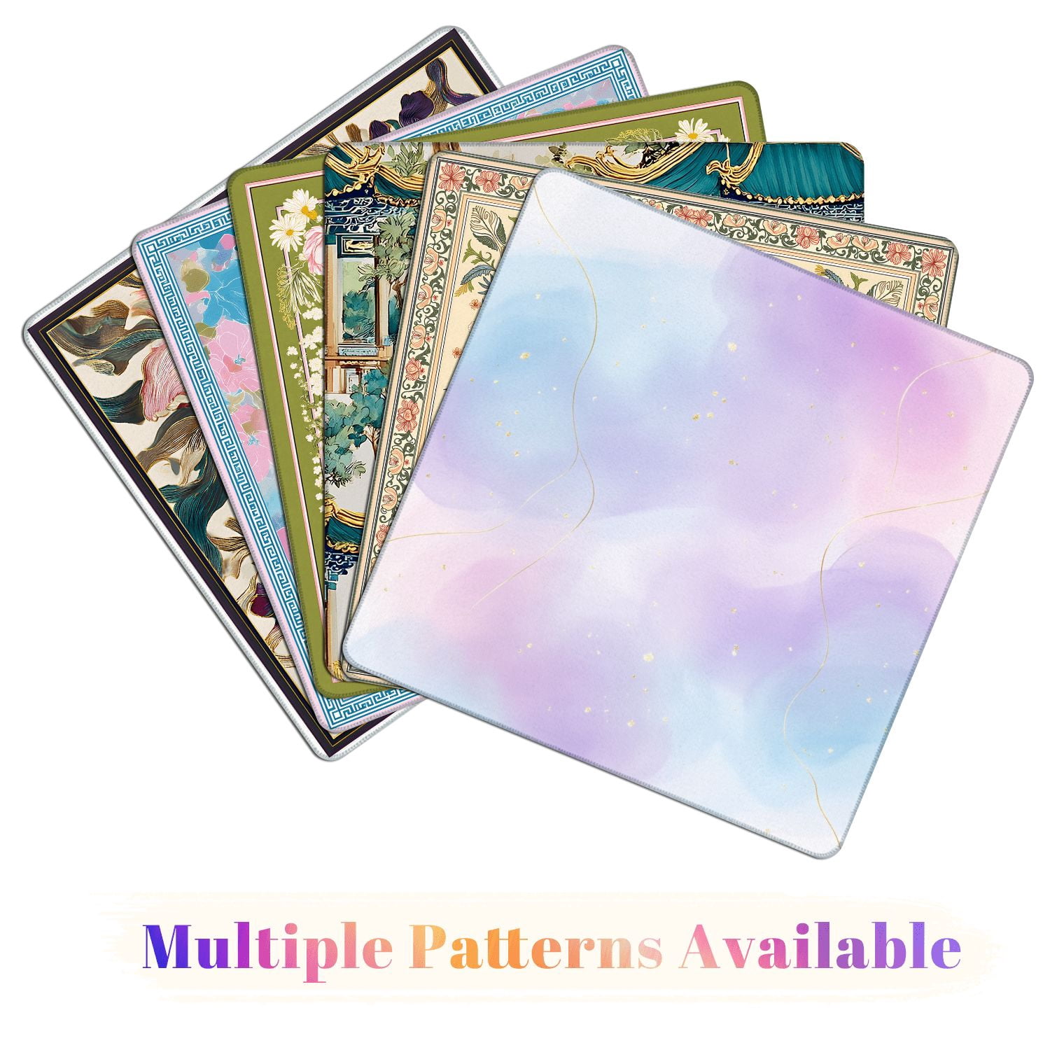 Mahjong Mat 31.5" x 31.5" Violet cyan blue liquid watercolor golden stains Teal mauve purple Non-Slip Noise Reduction American Mahjong Tiles Table Cover for Dominoes Poker Card Board Games Gift