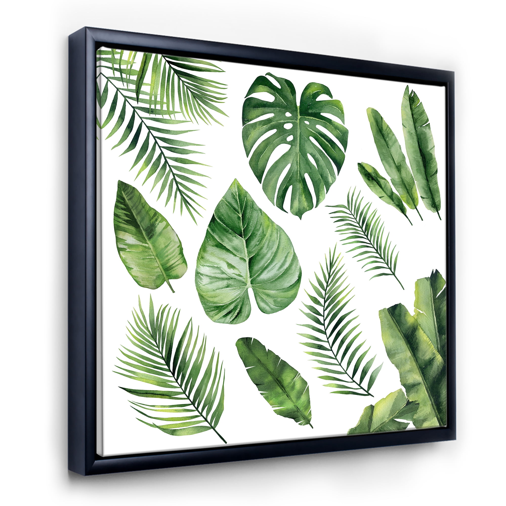 Designart 'Close Up Of Tropical Leaf Of Monstera V' Farmhouse Framed Canvas Wall Art Print
