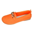 thumbnail image 4 of Rokment Womens Walking Shoes Slip on Penny Loafers with Wide Feet Lightweight Comfortable Mesh Metal Chain Low Heel Oxfords Flat Driving Dress Shoes Orange Size 9.5, 4 of 5