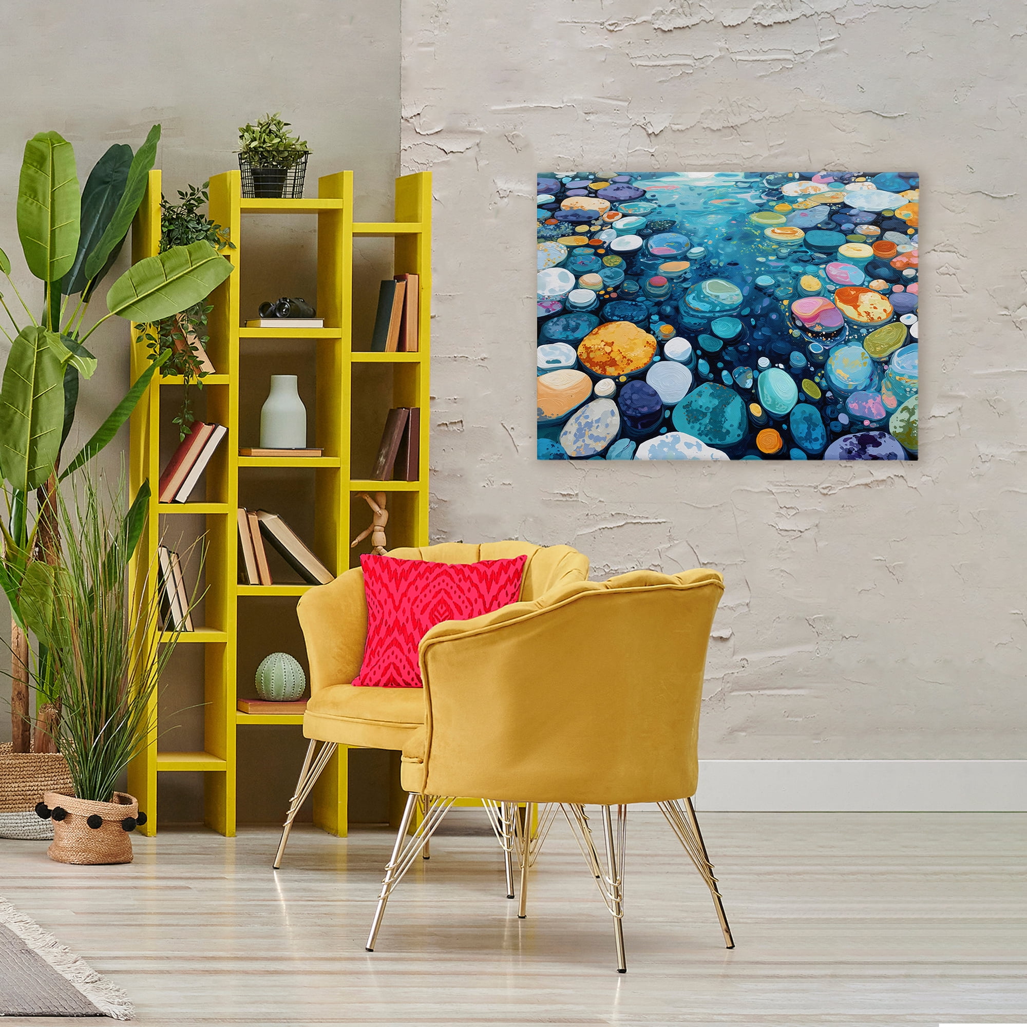 Stupell Industries Rainbow Rocks in River Canvas Wall Art, design by Franklyn Gregory