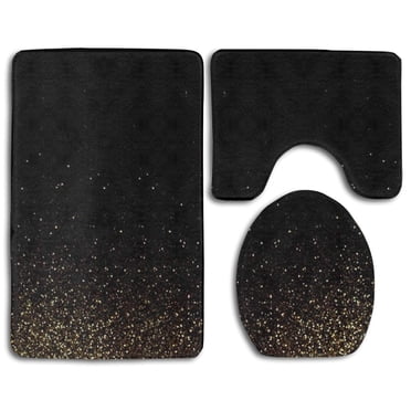 SUNYOK Bathroom Rug Black and Gold Decor Bathroom Rugs Non Slip Bath ...