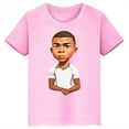 thumbnail image 3 of Camiseta de algodón rosa de verano de manga corta con estampado de Mbappé para niños, ropa informal para niños y niñas, camisetas deportivas, 3 of 4