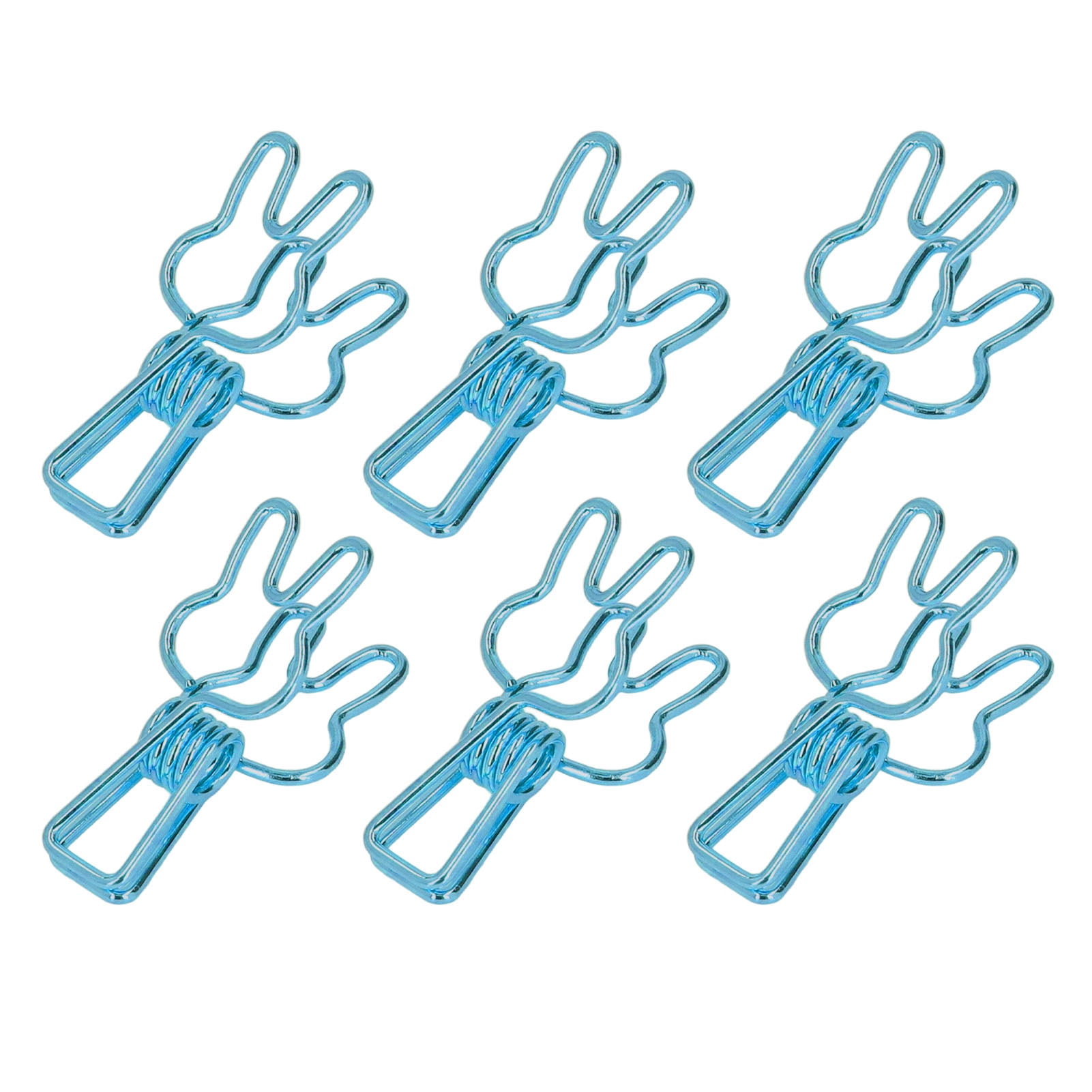 BOKYAN 100Pcs Bunny Binder Clips, Hollow Out Cute Metal Small Paper Clips for Documents, Clothes, Paper, Blue (7.87 inches / 20 cm)