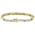 thumbnail image 2 of 10k Yellow Gold Round Diamond "X" Link Tennis Bracelet Channel Set 7.4" 1.94 Ct., 2 of 6