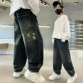 thumbnail image 6 of SGFCWSX Boys Baggy Jeans for Kids Graphic Wide Leg Denim Pants with Pockets Elastic Waist Loose Fit Trousers Black Size 5-6 Years, 6 of 9