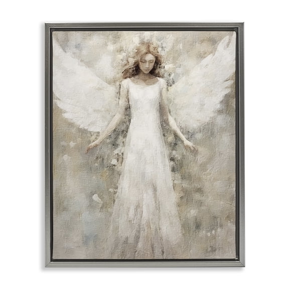 Stupell Industries Shabby Chic Soft Abstract Angel Gray Floating Frame Canvas Art, 17 x 21, by Riley B