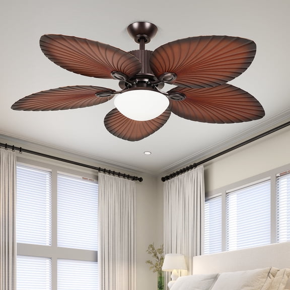 Dextrus 52" Espresso 5-Blade Ceiling Fan with LED, Remote Control, 6-Speed Quiet DC Motor, Reversible, Walnut