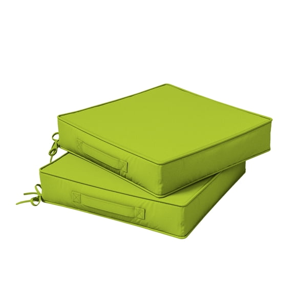 Kimunuk Outdoor Chair Cushions set of 2, 24" x 24" Zipped Waterproof Outdoor Seat Cushions Couch Pads with Ties for Patio Furniture, Grass Green