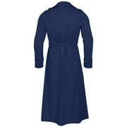 POROPL Blue Trench Coat for Men Winter Solid Color Warm Lapel Coat Business Long Trench Coat Size M
