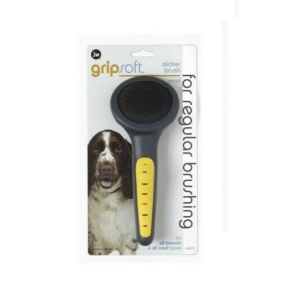 Dog Grooming Round Slicker Brushes Comfort Grip Black and Yellow Groomers Tool (Small)