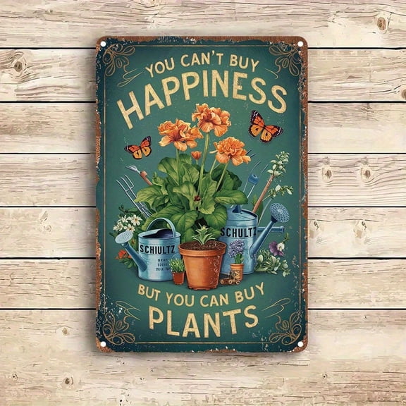 HELLOYOUNG Vintage Garden Sign Metal Wall Art 12x8 Inch Rustic Plant Decor Inspirational Quote for Home Garden Outdoor