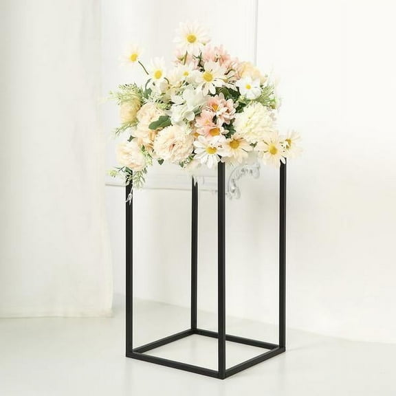 Balsa Circle 2 Pieces 16" Black Matte Metal Geometric Rectangular Stands Flower Vase Holders