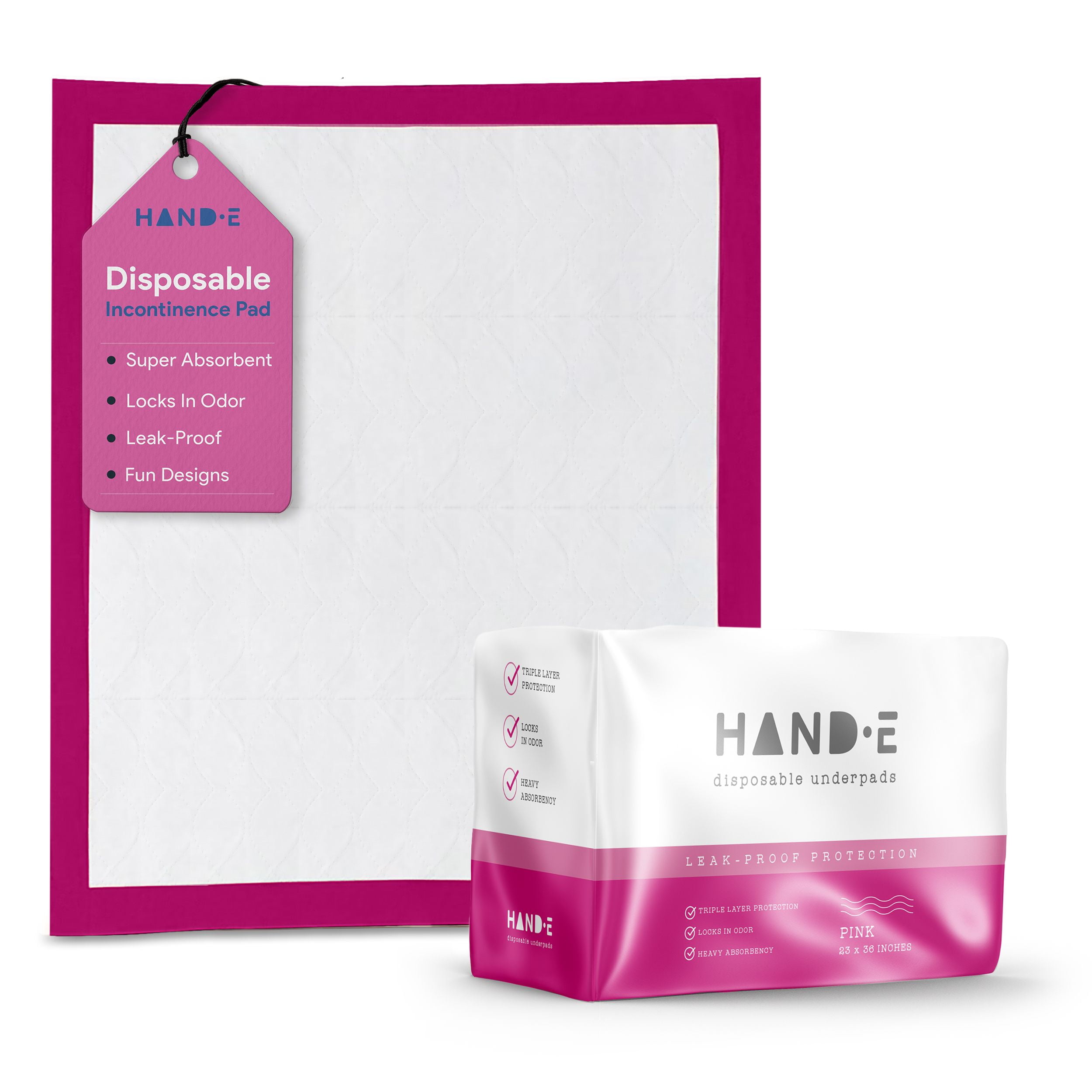 HandE Incontinence Disposable Bed Pads Triple Layer Protection Chux Pads Heavy Absorbent