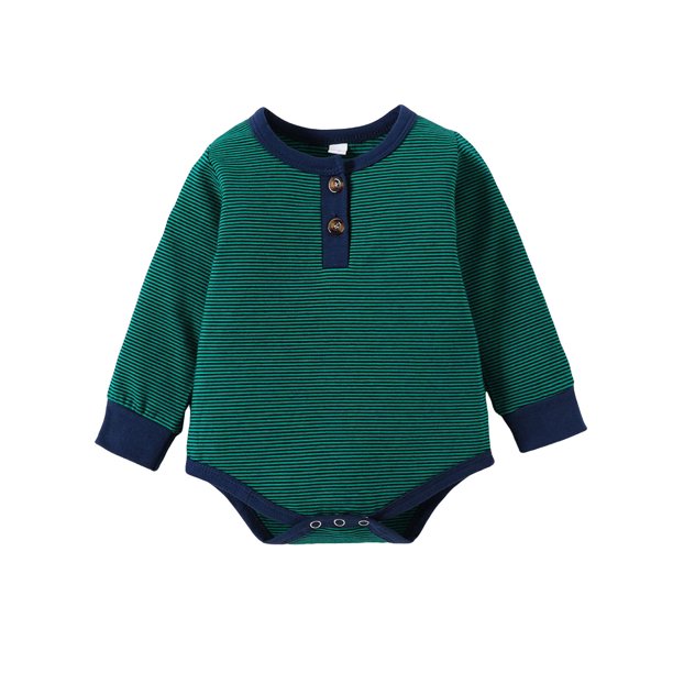 Gibobby Mameluco polar Mono de manga larga con estampado de para niños y niñas, mono, sudadera para recién nacidos, mono, mono(Verde, 18-24 Meses)