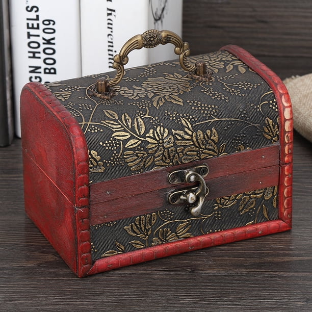 Caja De Almacenamiento De Joyería Cuadrada Vintage, Vitrina Decorativa De Madera Hecha A Mano