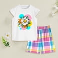 thumbnail image 2 of Povozer Toddler Baby Girl Clothes Ruffle Short Sleeves T-Shirt Tops and Shorts Set Cute Summer Outfits,Size 1-2 Years,Hot Pink, 2 of 5