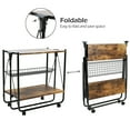 Hommoo Folding Bar Cart, Kitchen Island Utility Carts, Farmhouse