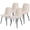 Cream White, variant on LEDREM Set of 4 Dining Chairs, Metal Frame Dining Room Chairs, Chenille Fabric & Glacier-Textured Synthetic Leather, Adjustable Feet, Easy to Clean, for Kitchen, Cream White