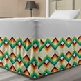 thumbnail image 1 of Abstract Bed Skirt, Illustration of Colorful Stripes with Geometric Shapes Retro Design, Elastic Bedskirt Dust Ruffle Wrap Around for Bedding Decor, 4 Sizes, Eggshell and Multicolor, by Ambesonne, 1 of 2