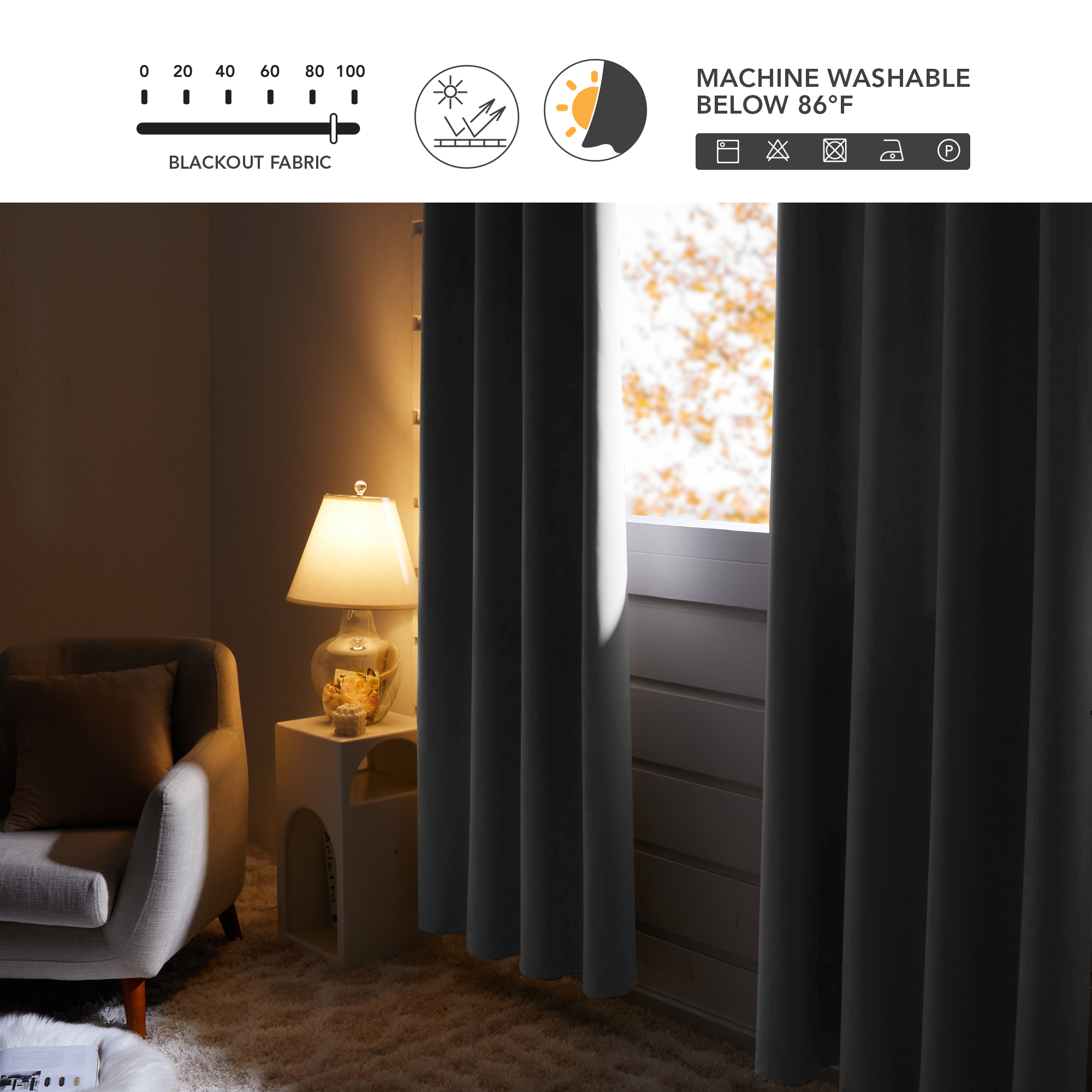 Deconovo Small Blackout Curtains, 42W x 45L, Light Gray, Set of 2 photo 6