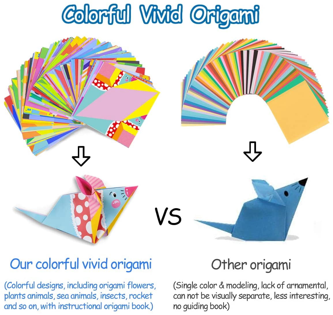 Origami Kit for Kids Ages 5-8 8-12, with Guiding Book, 152 Paper with 72 Patterns, DIY Art and Craft Projects, Beginners Children's Day Gift Boy Girl
