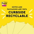 thumbnail image 6 of Post-it Super Sticky Recycled Notes, 3 in x 3 in, 24 Pads, 70 Sheets/Pad, 2x the Sticking Power, Canary Yellow, 100% Rec, 6 of 9