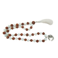 Buddhist Tibetan Beads White Jade 108+1 Beads with Om Pendant