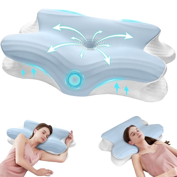 Almohada Memory Foam, Almohada Cervical para Aliviar el Dolor de Cuello, Almohada Ortopédica para Quienes Duermen de Lado, Boca Arriba y Boca Abajo, con Funda de Almohada