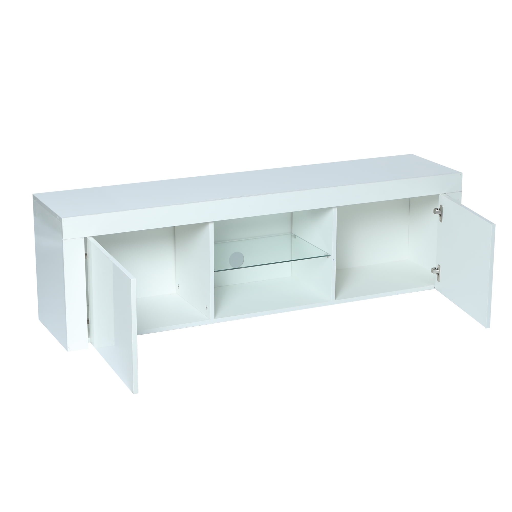Private Jungle Morden TV Stand with LED Lights, High Glossy Front TV Cabinet, Assembled in Lounge Room, Living Room or Bedroom, White Private Jungle Morden TV Stand with LED Lights, High Glossy Front TV Cabinet, Assembled in Lounge Room, Living Room or Bedroom, White
