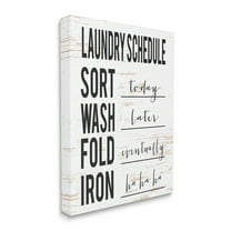 Stupell Industries Funny Cleaning Schedule Rustic Family Laundry Room Humor Painting Gallery Wrapped Canvas Print Wall Art, 24 x 30
