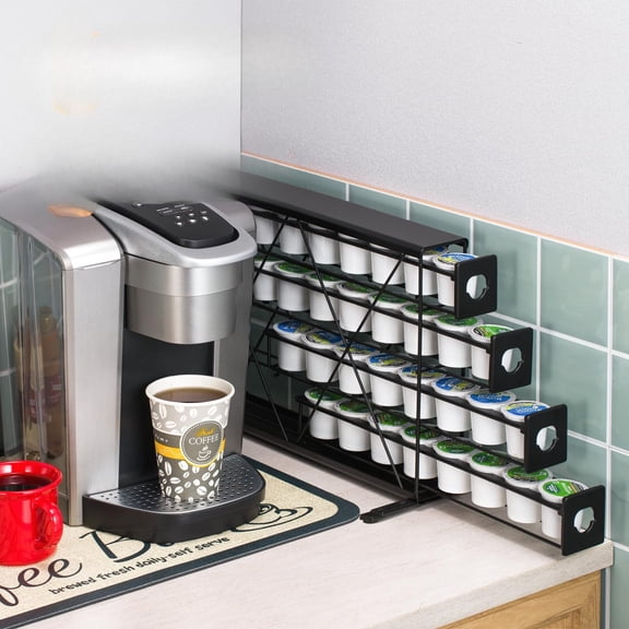 RUREN K Cup Holders, 32 Coffee Pods Storage for Countertop, 4 Tier Black
