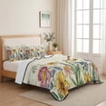 thumbnail image 5 of Queen Quilt Set 90''x96'', Colorful Flowers Lightweight Bedspread Coverlet Set with 2 Pillow Shams, Spring Botanical Wild Florals Herbs Breathable All Season Quilt Bedding for Bedroom/Guest Room, 5 of 9