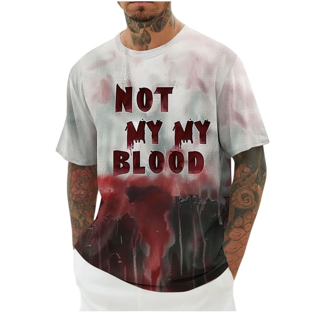 Camisas de Manga Larga para Hombres Imprimir Blusa de Manga Corta de Cuello Redondo, Camisas de Lino para Hombres