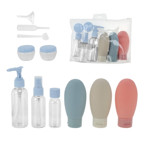 Juego de botellas de viaje reutilizables Unique Bargains de 8 piezas en azul y beige