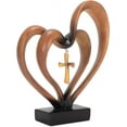 thumbnail image 2 of Bilqis Double Heart Table Top Decoration 8.5 X 9.5inch Three Heart And Brown Resin Stone Pedestal Table Top Decoration, 2 of 5