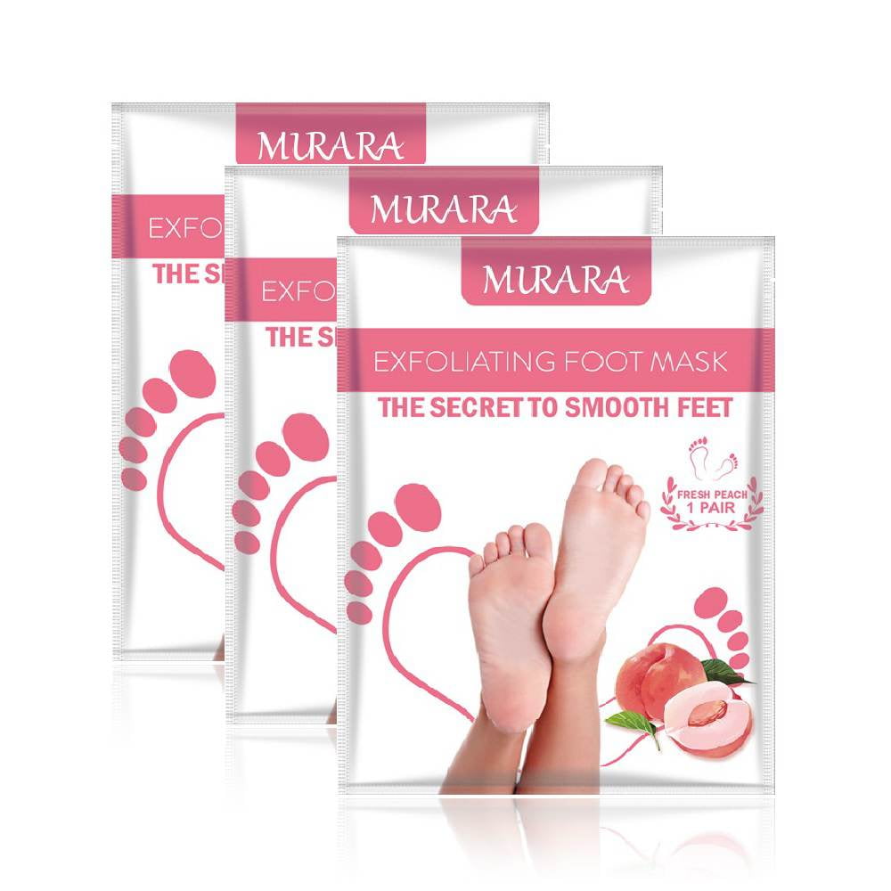 SEFUDUN Foot Mask Baby Feet Peeling Mask Foot Peel Mask for Dry Cracked Feet (Peach) 3 Pack