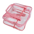 thumbnail image 3 of Bolsa de maquillaje transparente de gran capacidad, impermeable, con cierre de cremallera, bolsa de cosméticos, bolsa de viaje transparente para artículos de tocador, color rosa, 3 of 14