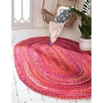 thumbnail image 1 of Unique Loom 3142695 8 x 10 ft. Braided Chindi Oval Rug, Red, 1 of 1