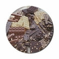 thumbnail image 1 of Chocolate Mouse Pad for Computers, Pile of Assorted Chocolate Bars Black and White Pieces with Hazelnut, Round Non-Slip Thick Rubber Modern Mousepad, 8" Round, Dark Brown Brown Ivory, by Ambesonne, 1 of 2