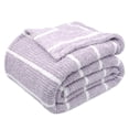 thumbnail image 2 of Regal Living Ultra Soft Cozy Knit Throw Blanket, Gray Purple Stripe, 90" x 90", 2 of 10