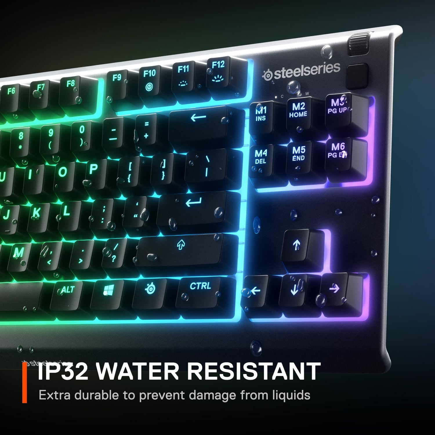 SteelSeries Apex 3 TKL Gaming Keyboard, Whisper Quiet & Water Resistant
