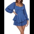 thumbnail image 2 of Mono Corto con Mangas Largas y Volantes para Mujer, Estilo Farol, con Lazo y Lazo Azul XL, 2 of 10