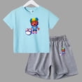 thumbnail image 3 of Conjunto de 2 piezas de camiseta y pantalones cortos divertidos de verano para niños y adolescentes, juego de lucha de algodón, Anime, Cosplay, ropa informal para niño y niña, conjunto para bebé, 3 of 5
