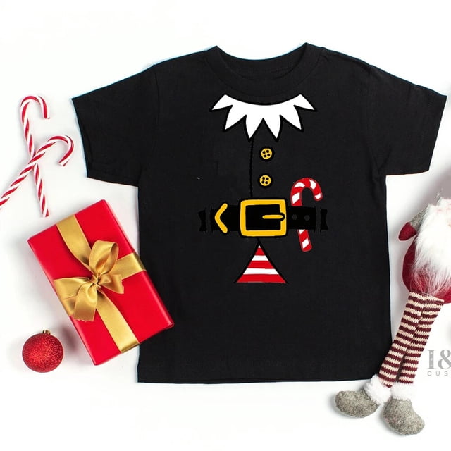 Camiseta con estampado de cinturón de Papá Noel para niños, camiseta para fiesta de Navidad, ropa de Navidad para niñas y niños, ropa, regalos para niños pequeños