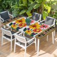 thumbnail image 2 of Spring Daisy Table Cloths for 3 Foot Rectangle Tables, Brown Modern Abstract Art Dots Floral Patio Waterproof Elastic Fitted Tablecloths, Washable Rectangular Table Cover for Camping, 2 of 8