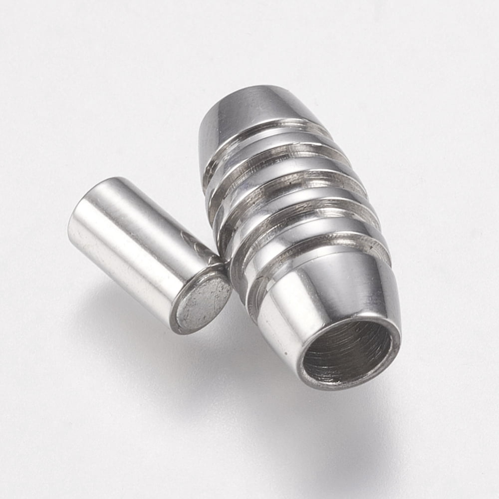 20Set Resistant 304 Stainless Steel Magnetic Clasps with Glue-in Ends Oval Stainless Steel Color 16x8mm Hole: 3mm