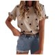thumbnail image 1 of Moda Mujer Verano Casual Manga Corta Cuello Redondo Estampado Blusa Camiseta Wmkox8yi bvn1634, 1 of 8