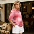 thumbnail image 4 of Sewkxo Polo à Manches Courtes pour Femmes, Col Oversize, T-Shirt à Enfiler Y2k, Décontracté, Ample, Mode Urbaine, Chandail de Rugby, Rouge G, 4 of 5