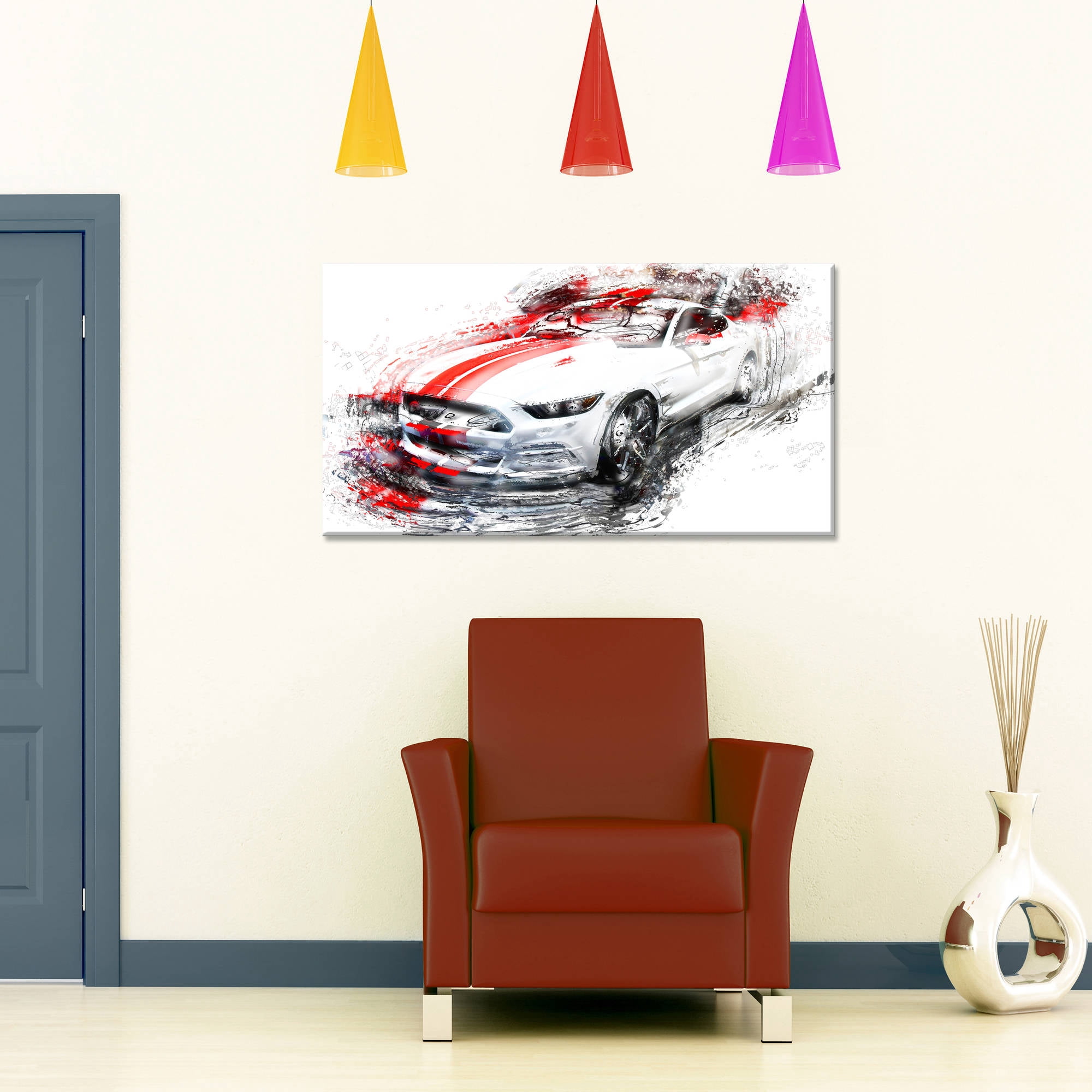 Design Art -white & Red Sports Car - 32x